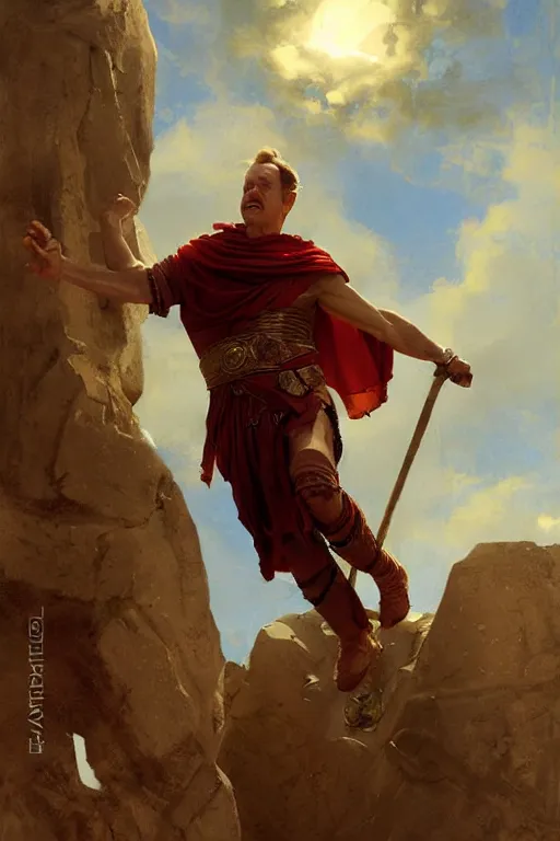 Image similar to ancient roman steve buscemi ascending wearing the civic crown while he levitates and hovers above the ground glowing with power small rocks and pebbles begin lifting off the ground around him, art by anders zorn, wonderful masterpiece by greg rutkowski, beautiful cinematic light, american romanticism by greg manchess, jessica rossier