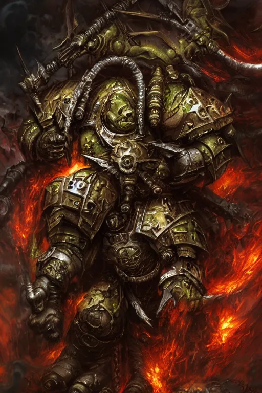 Image similar to chaos space marine, fantasy, warhammer, highly detailed, digital art, sharp focus, trending on art station, nurgle