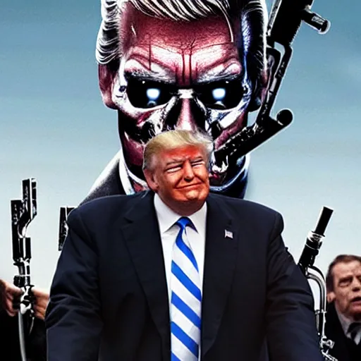 Image similar to donald trump as terminator, movie poster