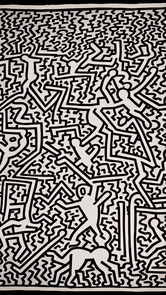 Image similar to Dog and cat,by Keith Haring.