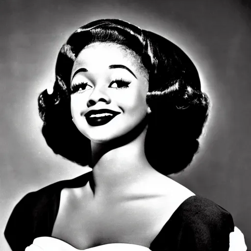 Image similar to black and white photo of a beautiful and elegant 1 9 5 8 young black actress