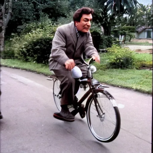 Prompt: Columbo riding a bike