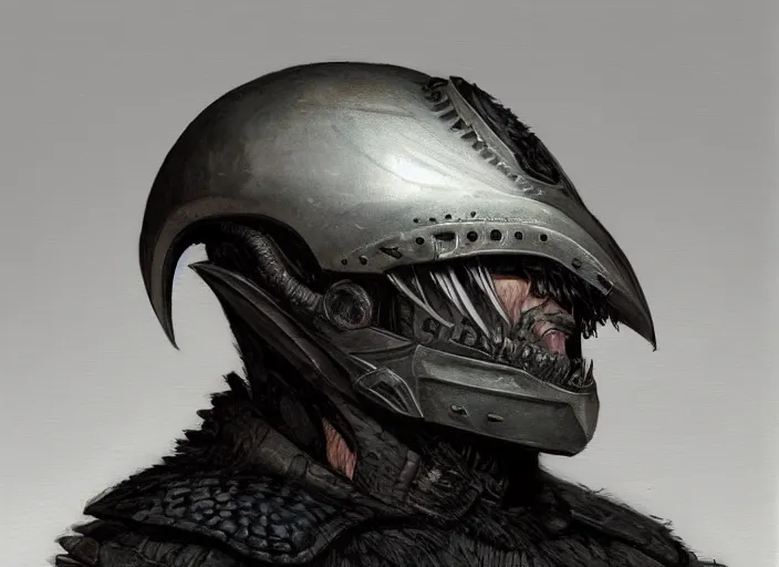 Image similar to portrait of raven themed helmet. concept art contest winner by h. r. giger and greg rutkowski ( 2 0 0 7 ).