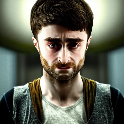 Image similar to hyperrealistic film still of daniel radcliffe fused with an raddish stunning 3 d render, inspired by istvan sandorfi & greg rutkowski & unreal engine, perfect symmetry, dim volumetric cinematic lighting, 8 k octane comprehensive render, extremely hyper - detailed, incredibly lifelike attributes, intricate, real flesh texture, masterpiece, artstation, stunning,