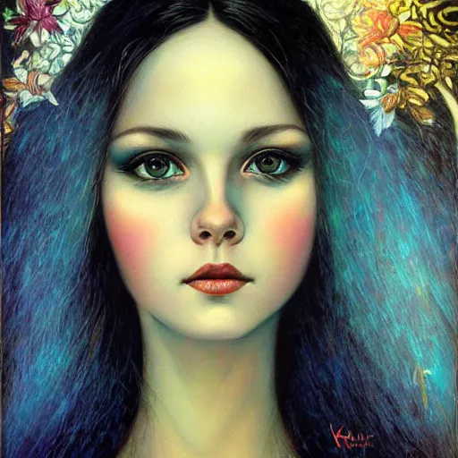 Image similar to the most beautiful girl in the world, portrait by Karol Bak and jeremiah ketner