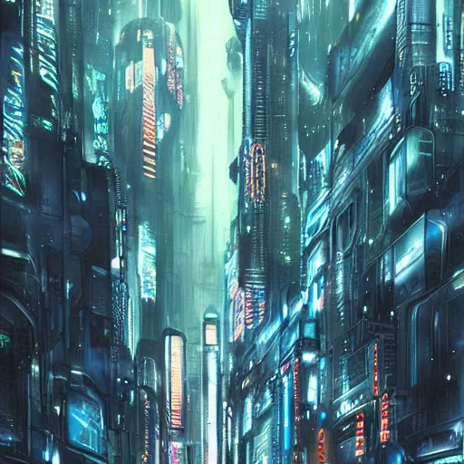 Image similar to futuristic cyberpunk bladerunner by yoshitaka amano