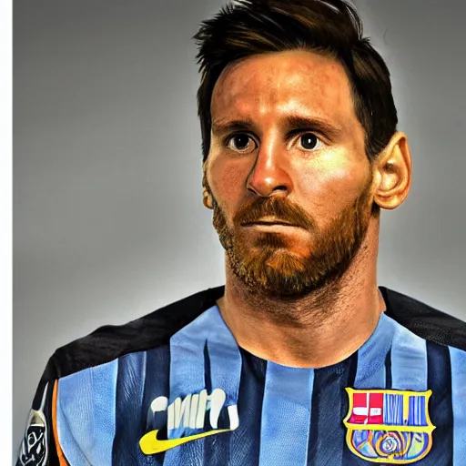 Image similar to a portrait of lionel messi, studio lighting, detailed, realistic,