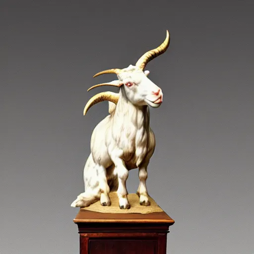 Image similar to goat of mendes rococo statue, highly detailed masterwork, hyperrealistic, beautiful lighting,