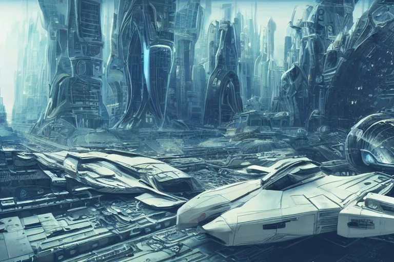 Image similar to Spaceship crashed in a busy future city, realistic, 8K