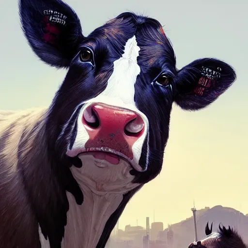 Prompt: highly detailed portrait 🐄, in gta v, stephen bliss, unreal engine, fantasy art by greg rutkowski, loish, rhads, ferdinand knab, makoto shinkai and lois van baarle, ilya kuvshinov, rossdraws, tom bagshaw, global illumination, radiant light, detailed and intricate environment