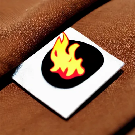 Prompt: minimalistic clean enamel pin of fire flame warning label