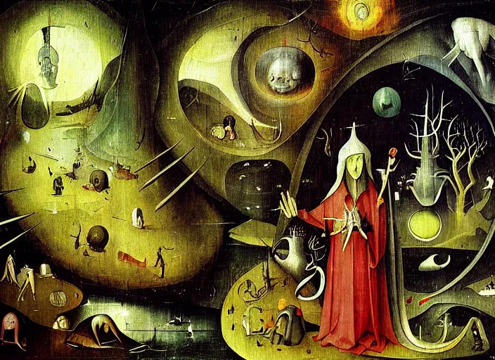 Prompt: beatiful eternal gods art fantasy mythology lovecraft style, detailed painting by hieronymus bosch