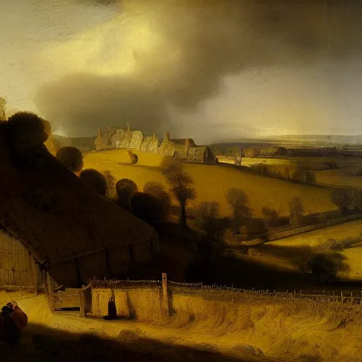 Prompt: an endless wall in a field, as a matte oil painting, by rembrandt,, award - winning, extremely detailed, sharp focus