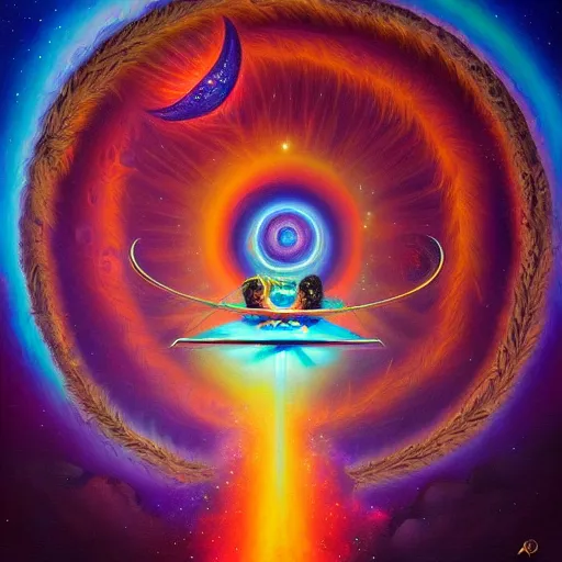 Image similar to ayahuasca journey above earth, astral spirit space journey in oil painting, ayahuasca, trending on artstation, award winning, emotional, highly detailed ethereal surrealist art