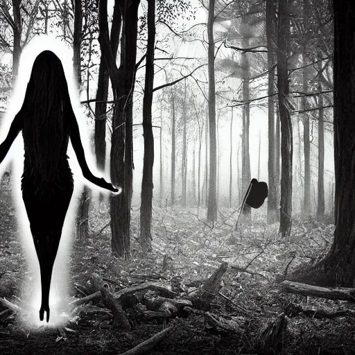 Prompt: a witch in the woods found footage