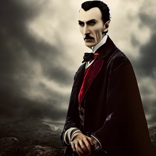 Prompt: a portrait of Dracula, victorian, depth of field, soft light, ominous, photorealistic, detailed, 8k