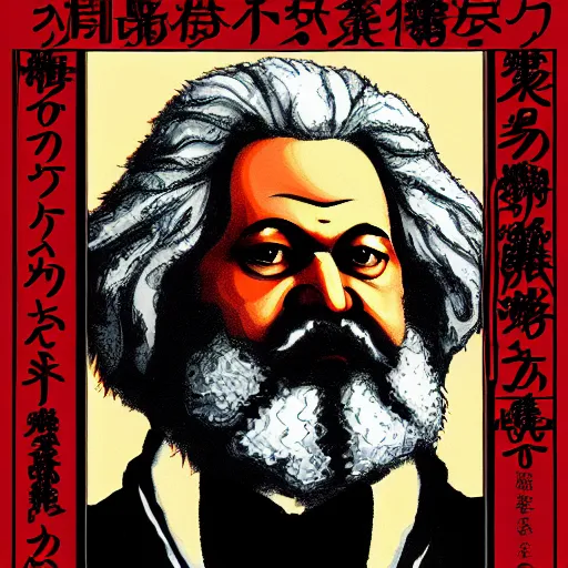 Image similar to beautiful amazing anime portrait painting of karl marx. by koyoharu gotouge, kohei horikoshi, tatsuya endo, satoshi kon