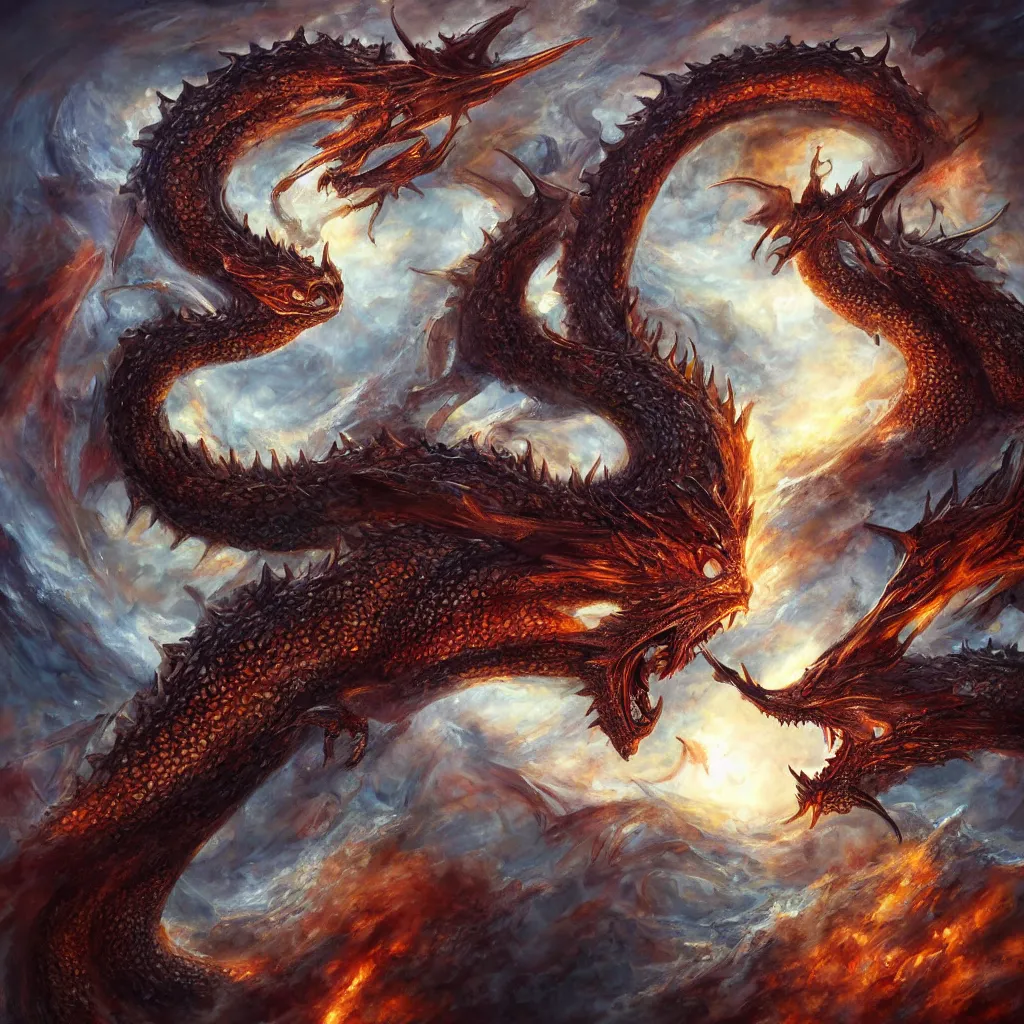 Image similar to the god of all dragons, artstation hall of fame gallery, editors choice, #1 digital painting of all time, most beautiful image ever created, emotionally evocative, greatest art ever made, lifetime achievement magnum opus masterpiece, the most amazing breathtaking image with the deepest message ever painted, a thing of beauty beyond imagination or words