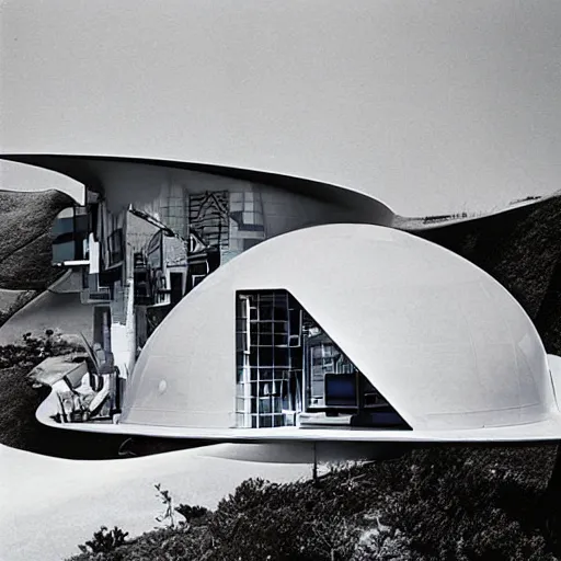 Image similar to futuristic dwelling by buckminster fuller and syd mead, contemporary architecture, photo journalism, photography, cinematic, national geographic photoshoot