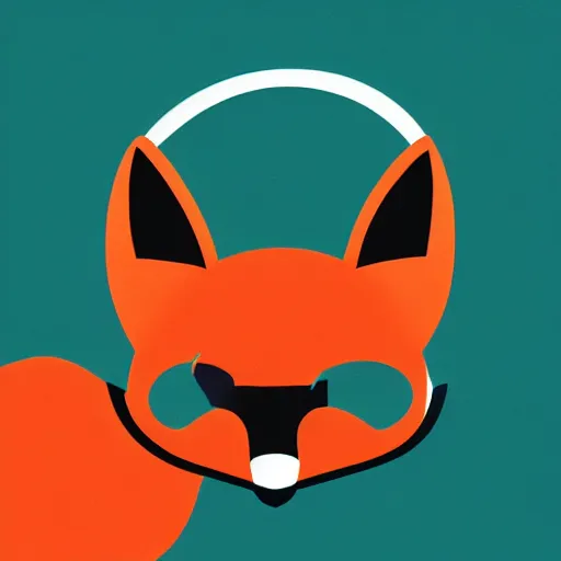 Image similar to fox in headphones, art, digital art, minimalism, spotify, music