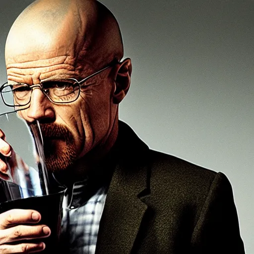 Image similar to walter white drinking milk