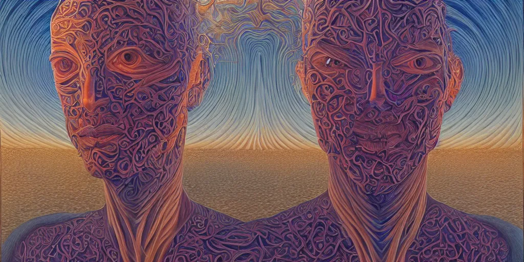 Image similar to theologue by alex grey in the style of surrealism, intricate, elegant, highly detailed, digital painting, trending on artstation, concept art, sharp focus, by rene magritte, moebius, wide shot