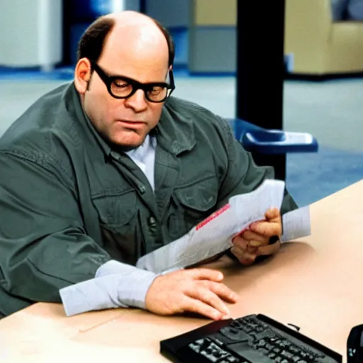 Image similar to George Costanza playing games on his pc