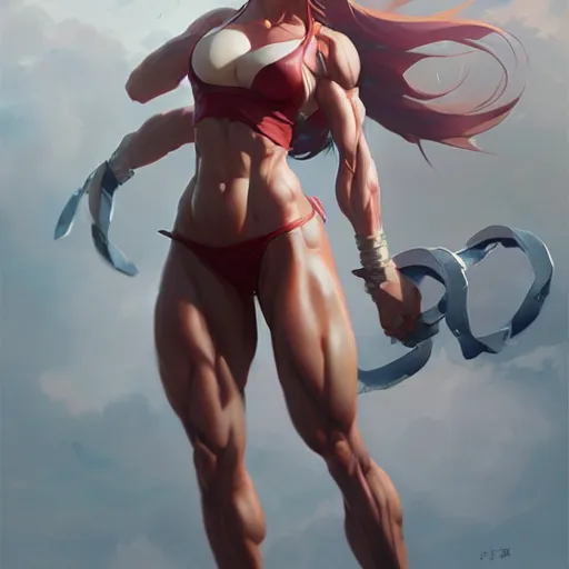 anime girl with muscles, highly detailed, muscular,, Stable Diffusion