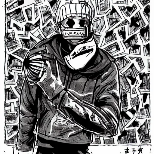 Image similar to nike campaign in the style of dorohedoro