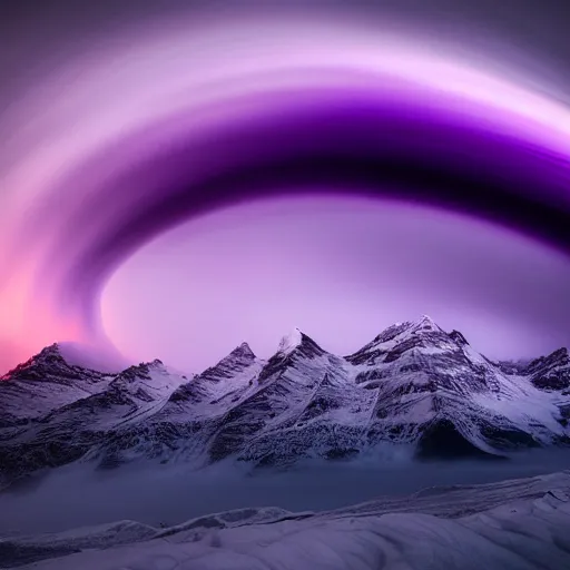 Image similar to amazing photo of a purple tornado in the sky by marc adamus, beautiful dramatic lighting