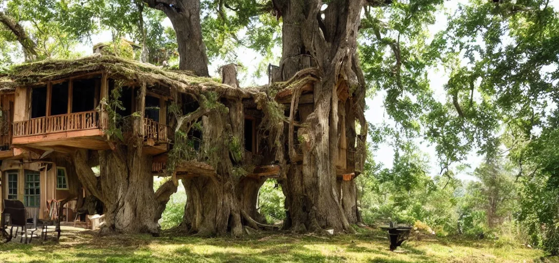 Image similar to house built into a tree