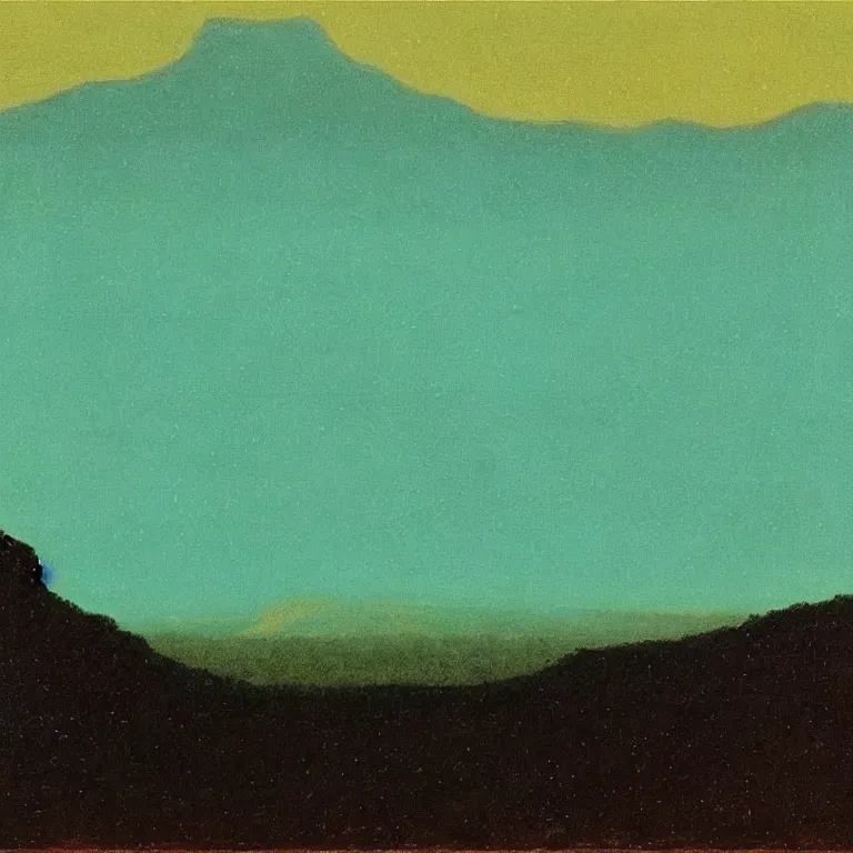 Prompt: caucaus mountains at night, arkhip kuindzhi painting, teal palette, dead sea scrolls