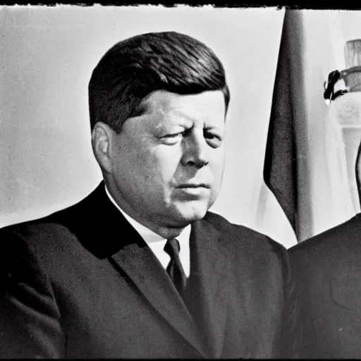 Image similar to b / w photo, nikita kruschev next to bald john f kennedy