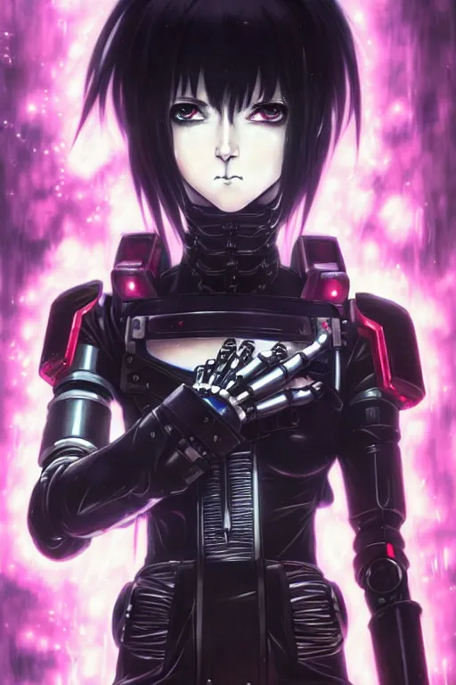 Image similar to portrait Anime goth cyberpunk cyborg girl in mechanical armor, blame, cute-fine-face, black-hair pretty face, realistic shaded Perfect face, fine details. Anime. Warhammer 40000, realistic shaded lighting by Ilya Kuvshinov katsuhiro otomo ghost-in-the-shell, magali villeneuve, artgerm, rutkowski, WLOP Jeremy Lipkin and Giuseppe Dangelico Pino and Michael Garmash and Rob Rey and Tsutomu Nihei