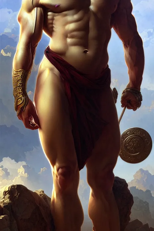 Image similar to Elon Musk as a Greek god, gorgeous, amazing, muscular, fit, very muscular male body, intricate, highly detailed, digital painting, artstation, concept art, sharp focus, illustration, art by greg rutkowski and alphonse mucha