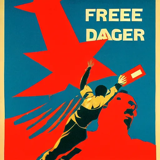 Image similar to 1984 Soviet propaganda poster depicting the danger of free speech