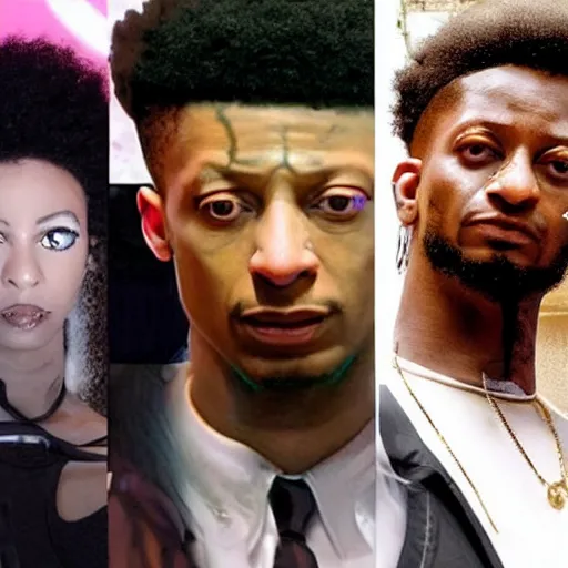 Prompt: boring remake of matrix with 2 1 savage as neo 4 k uhd ultra realistic neon afro futuristic