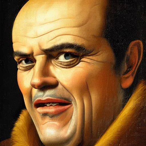 Image similar to a renaissance style portrait painting of Jack Nicholson