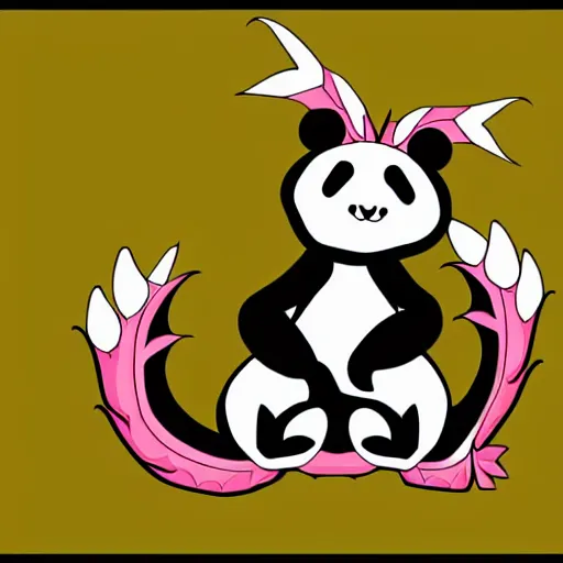 Image similar to vector art of welsh dragon and panda mixed, intercrossed, chimera, adobe illustrator