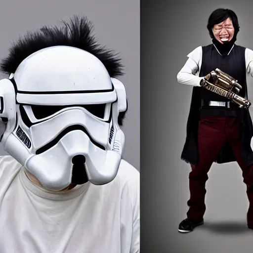 Prompt: crazy asian man in the style of star wars