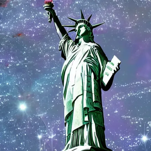 Prompt: The Statue of Liberty repurposed as a space station, cosmic sci fi
