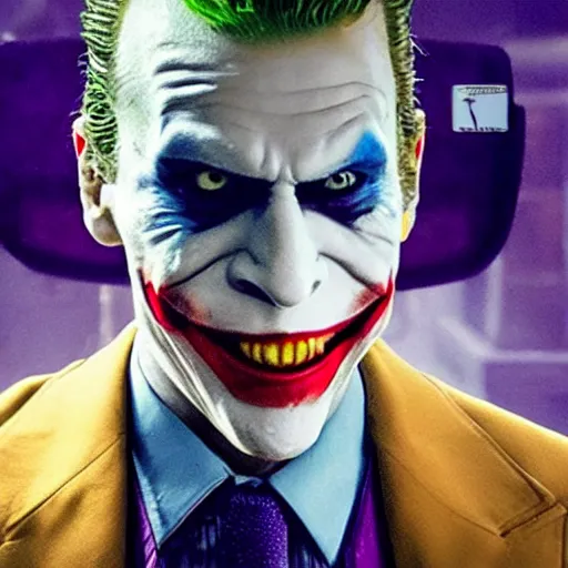 Image similar to Live Action Still of Jerma in The Joker movie, real life, hyperrealistic, ultra realistic, realistic, highly detailed, epic, HD quality, 8k resolution, body and headshot, film still