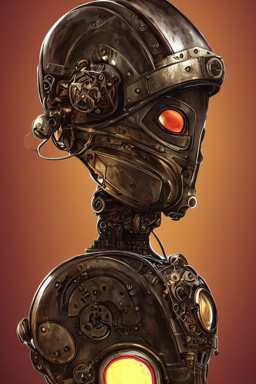 Image similar to steampunk helmet fantasy art mask robot ninja stylized digital illustration sharp focus, elegant intricate digital painting artstation concept art global illumination ray tracing advanced technology chaykin howard and campionpascale and cooke darwyn and davis jack