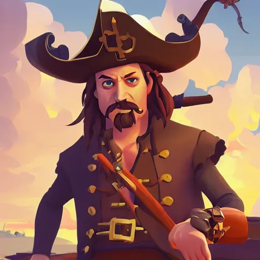 Image similar to painting jack the pirate on sea of thieves game avatar hero smooth face median photoshop filter cutout vector behance hd by jesper ejsing, by rhads, makoto shinkai and lois van baarle, ilya kuvshinov, rossdraws, illustration, art by ilya kuvshinov and gustav klimt