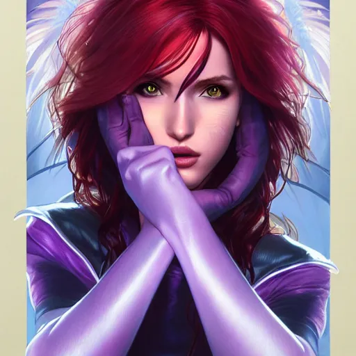 Image similar to ultra realistic illustration, bella thorne as starfire anime, intricate, elegant, highly detailed, digital painting, artstation, concept art, smooth, sharp focus, illustration, art by artgerm and greg rutkowski and alphonse mucha and wlop