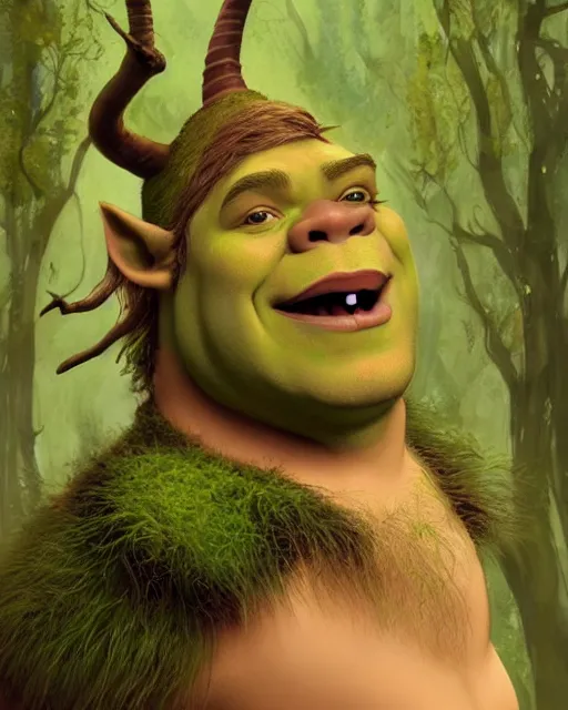 Prompt: portrait of beautiful shrek with green Elf antlers,nature,swamp,elegant,magical,highly detailed,artstation,concept art,illustration,by sakimichan,bouguereau,Ilya Kuvshinov,Ayami Kojima,Evanna Lynch