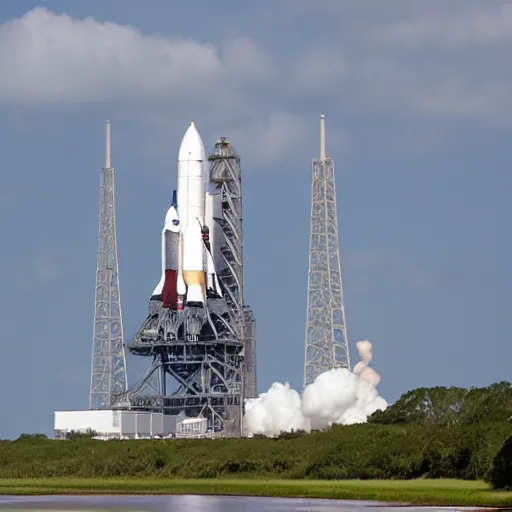 Image similar to saturn v with space shuttle on launch padat nasa's kennedy space center ( ksc ) in florida