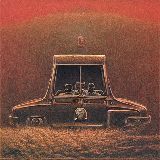 Image similar to ' a cab'an extremely detailed and imagnative album cover by beksinski