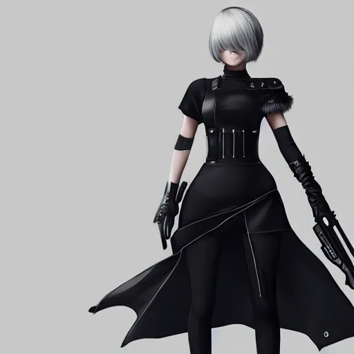 Image similar to 2B nier automata in csgo, detailed, artstation, concept art, Unreal Engine 5, gameplay screenshot, 8K