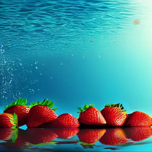 Image similar to half cut slices strawberry, splash underwater! photoshop edit, golden ratio